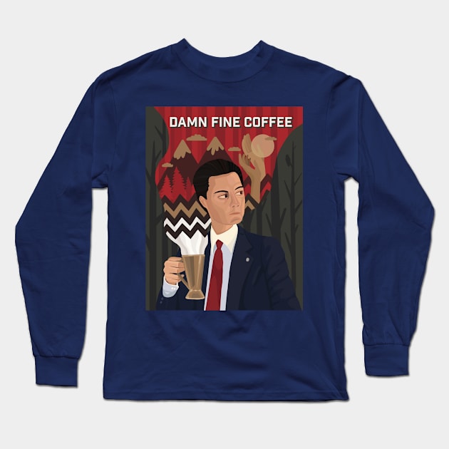 Damn Fine Coffee Long Sleeve T-Shirt by hello_kseniia